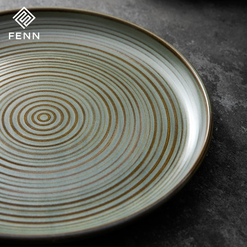 Catering Serving Plate Reactive Tableware Matte Color Rustic Ceramic Stoneware Serving Dinner Plates For Restaurant And Hotel