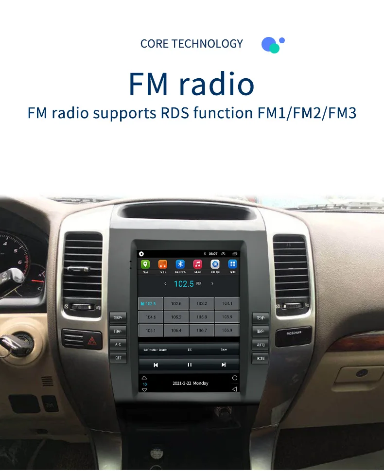 9.7 Inch Stereo Car Radio For Toyota Land Cruiser Prado 120 20022009