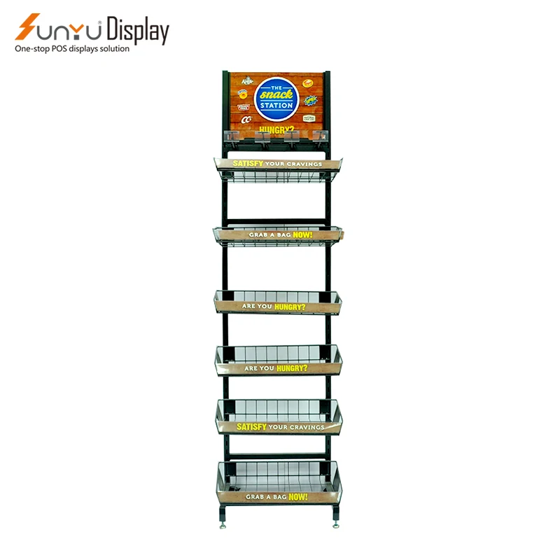 Sunyu 2024 New Design Best Quality Metal Customized Floor Standing Food Display Stand