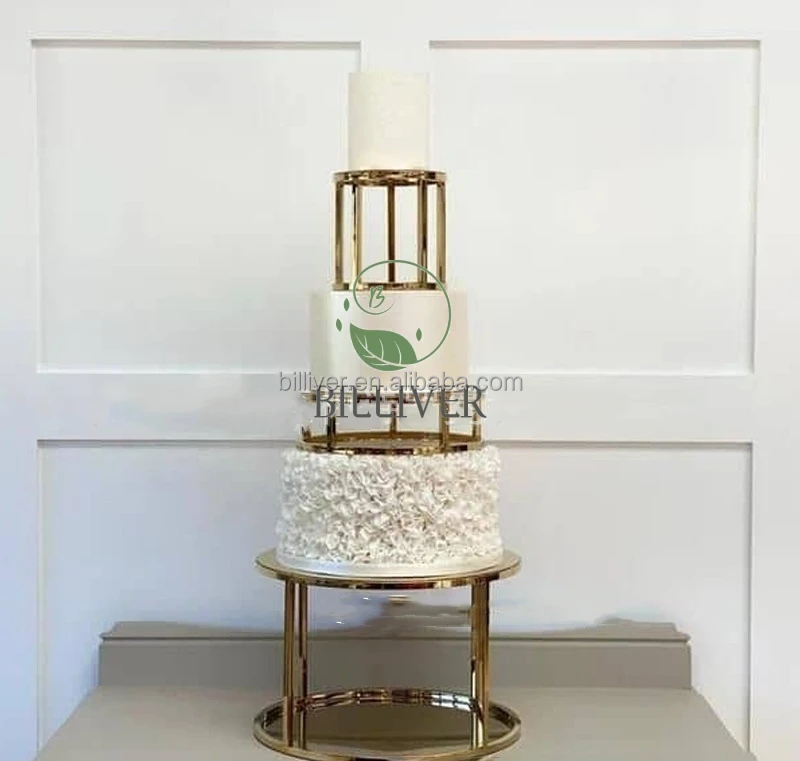 Metal Round and Square Gold Floating Cake Separator Stand for Wedding Birthday Party Spacer Dessert Table Display