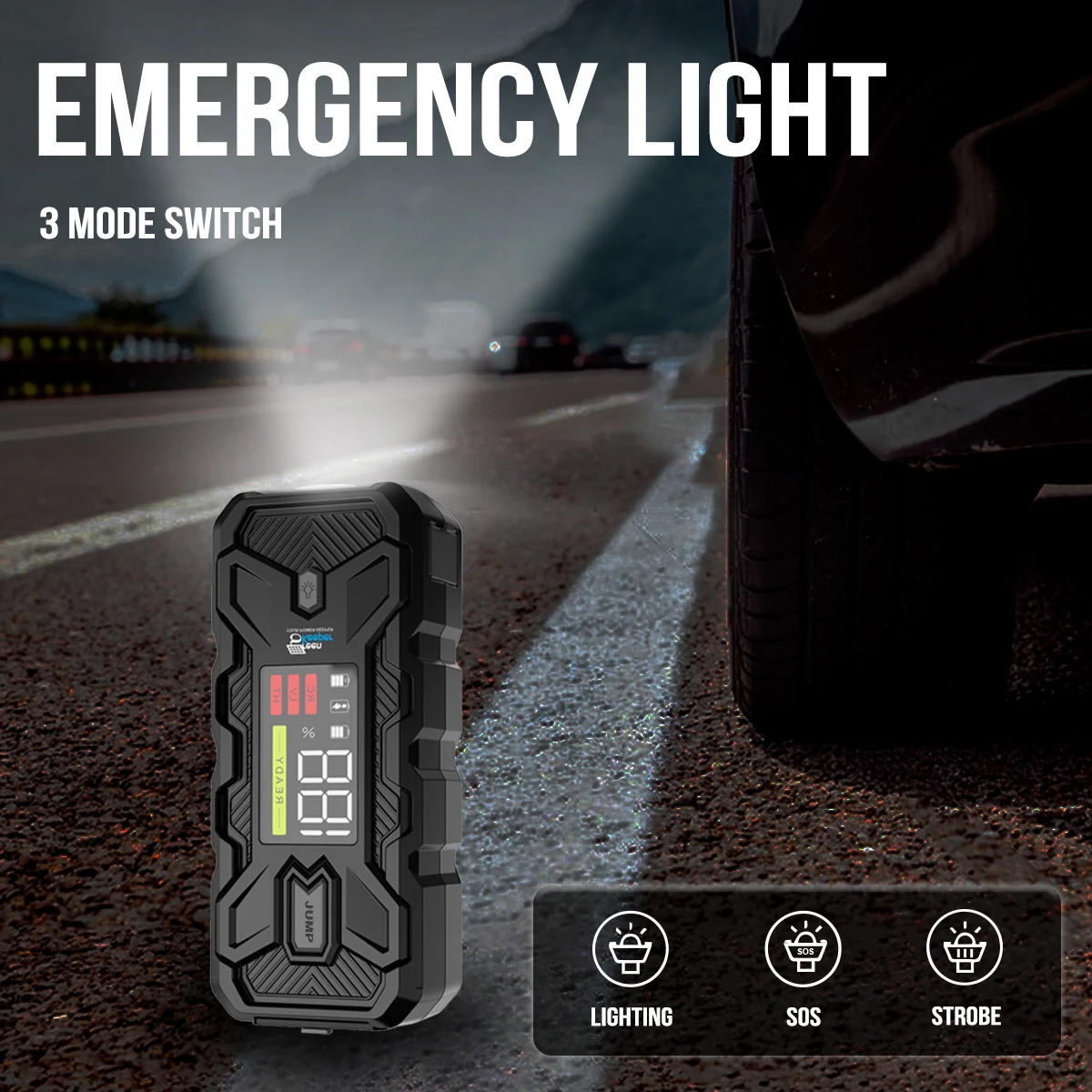 Green Keeper 2024 New Battery Booster Car Jump Starter 3000A 20000mAh High Discharge Portable Jump Starter With Led Light