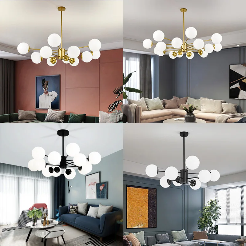 Nordic Ceiling Lights Lantern Simple Post Modern Living Room Atmosphere Home Bedroom Restaurant Magic Bean Chandelier Led