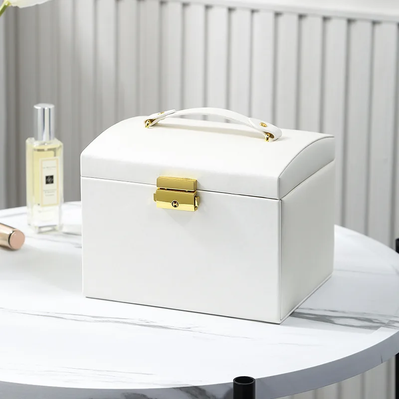 Senior PU Leather 3-Tier Luxury Travel Jewelry Box Portable Organizer with Lock for Gift Storage and Container Storage
