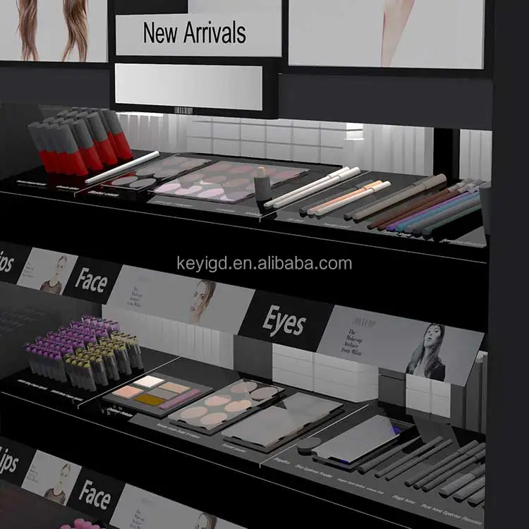 Luxury Retail Shop Furniture Makeup Stand Display Rack Wood Cosmetic