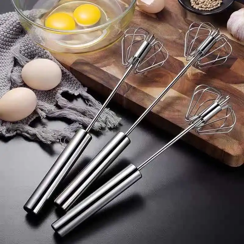 1pc Stainless Steel Semi-automatic Egg Beater, Half-automatic Ice
