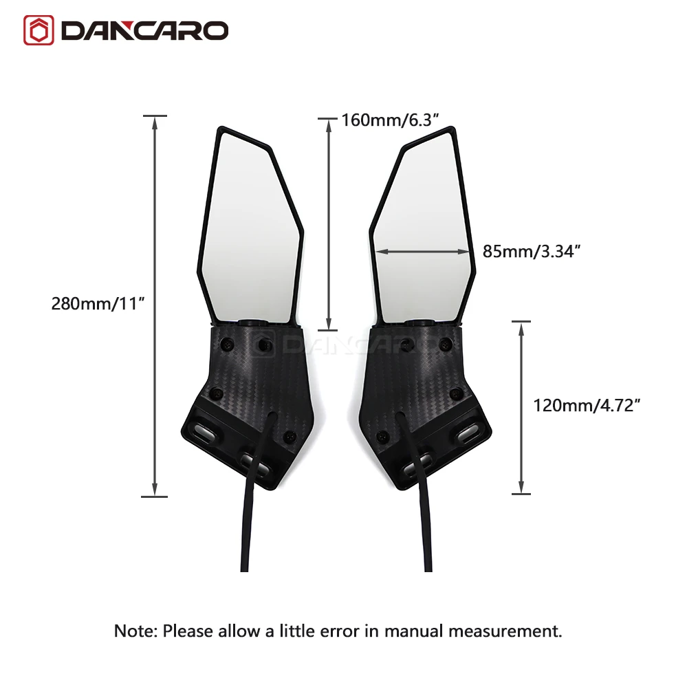 Motorcycle Wind Wing Mirrors For Aprilia RS660 - Black/Blue Lens, Adjustable, Aerodynamic - View #3