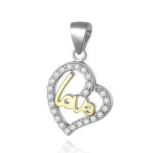 POLIVA Daily Wear 925 Sterling Silver Jewelry Pendants 2 Tone Plated Love Heart Shape Pendant