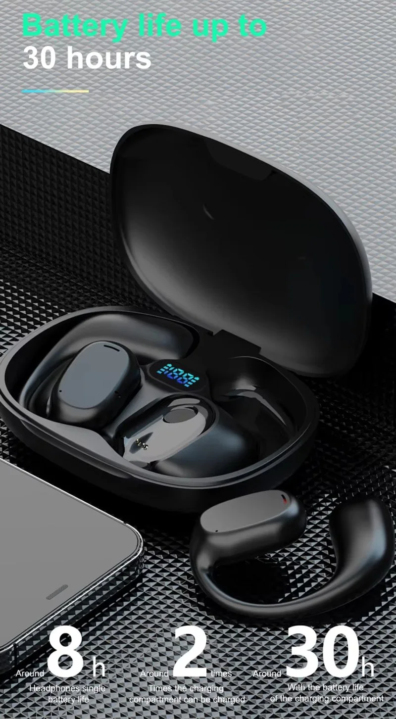Frete grátis itens LED display touch control bluetooths fones de ouvido sem fio headset T280 esportes aberto earhook earbuds earphones