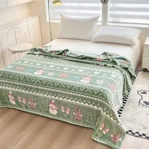 Christmas Cozy Home Decor Ultra Soft Thick Fleece Blanket Large American Style for Couch Bed Super Soft Polyester Fabric Warm