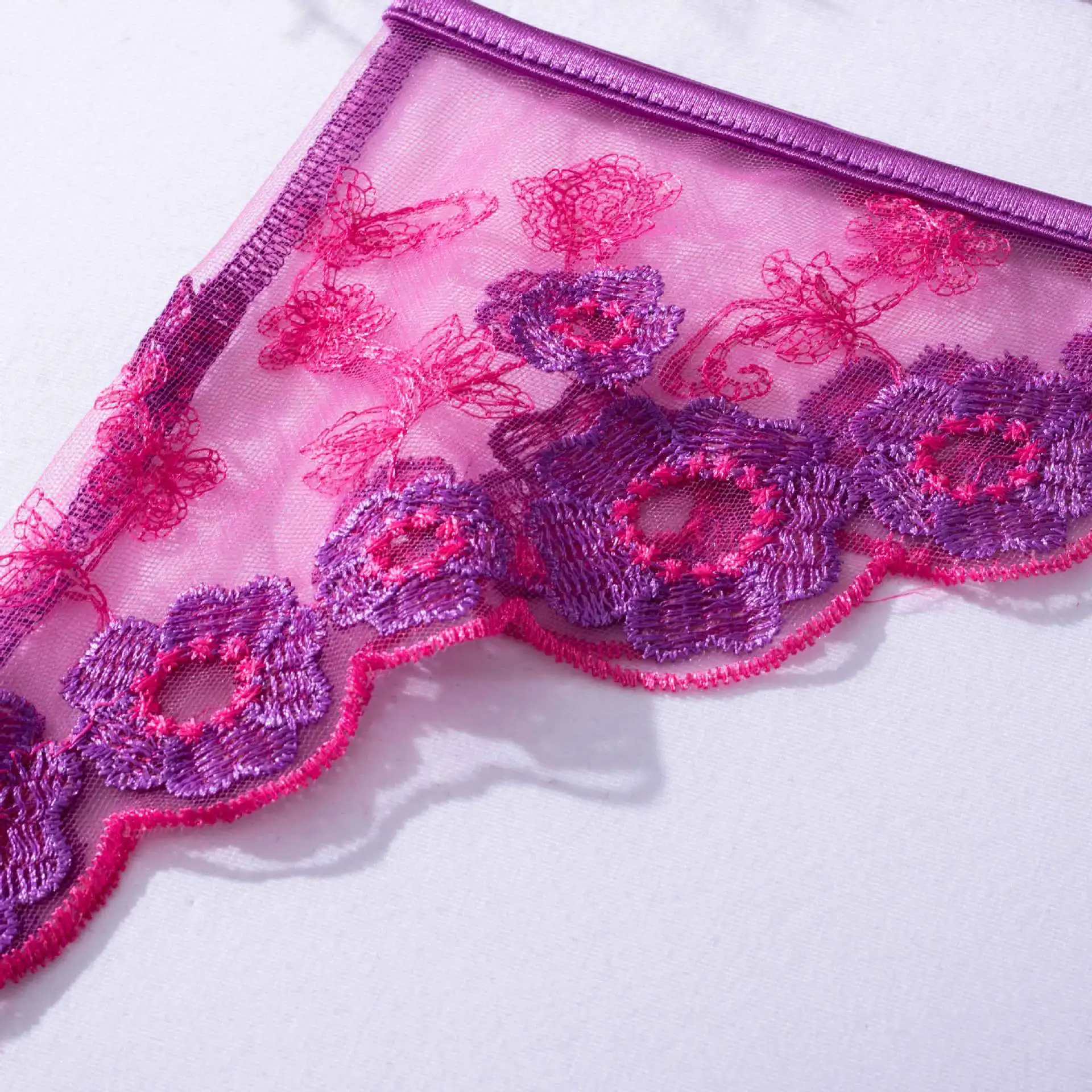 2023 New Fashion Women Sexy Lingerie Purple Lace Underwear With Garters ...