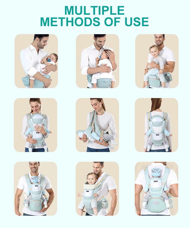 2023 Best Polyester Cotton Ergonomic Baby carrier with HipSeat Carrier 3 In 1 Front Facing Baby Wrap Sling