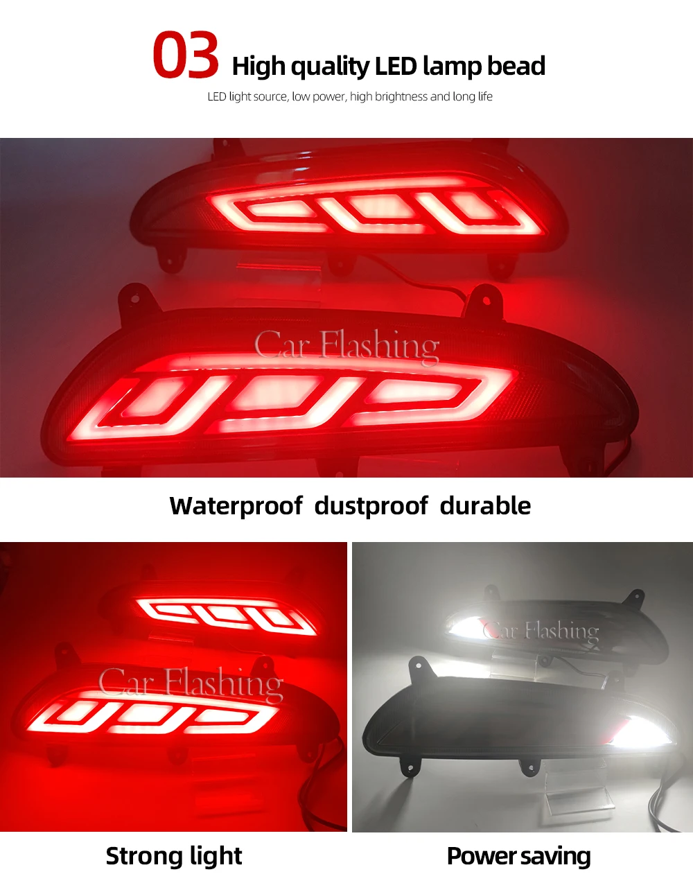 Car Led Rear Bumper For Hyundai I20 2016 2017 Reflector Light Turn