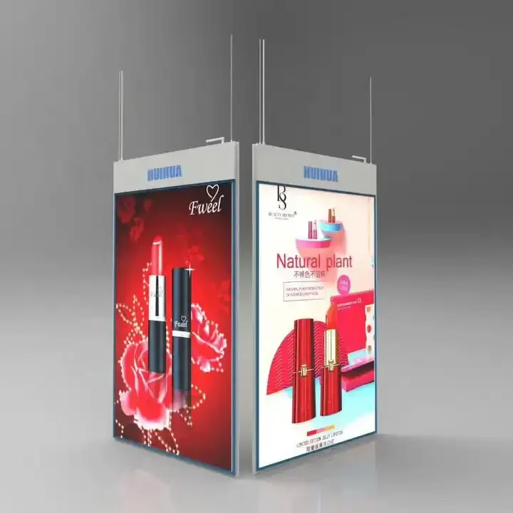 55-Inch Double Hanging Full Color Transparent LCD Screen Digital Signage Display SDK for Retail Store Indoor Video Advertising