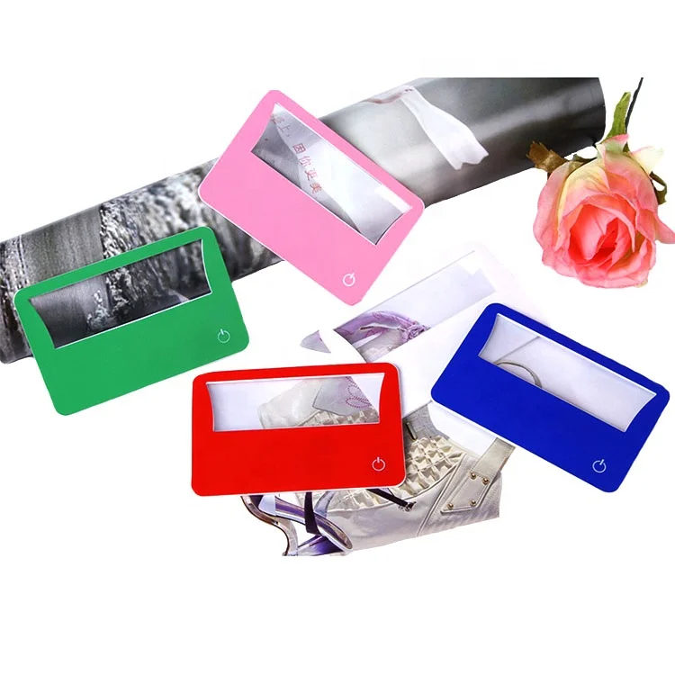 JAXY Credit Card PVC Magnify Glasses with LED Light OEM logo Reading LED Magnifier