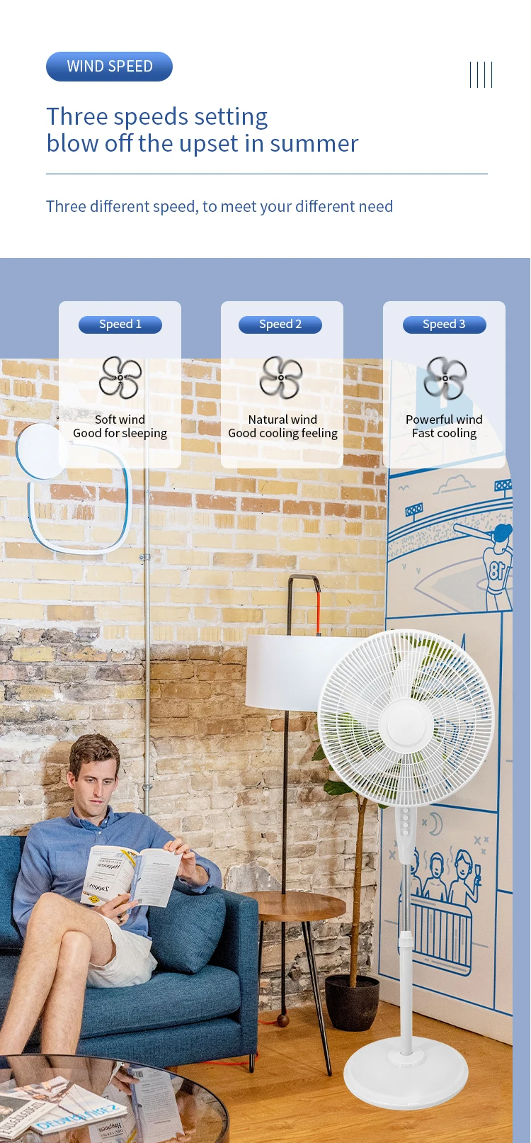 Pedestal Fan, 5-Blade, Electric, Plastic - detail 6