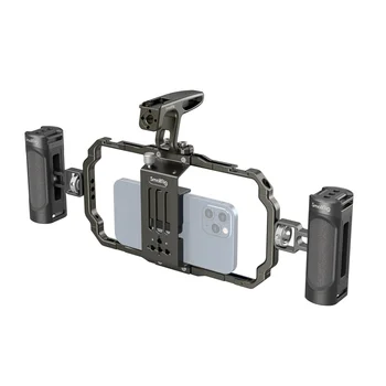 SmallRig-3155 Universal Handle Handgrip Mobile Phone Video Phone Grip Cage for iphone Aluminium Alloy Features 2 Cold Shoe Mount