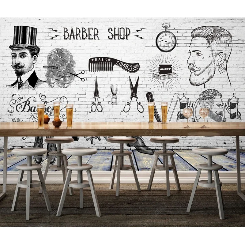 Autocollant Mural 3D – Décoration Barbier, Motifs Cheveux, Panda, Pour Salon De Coiffure Ou Chambre
