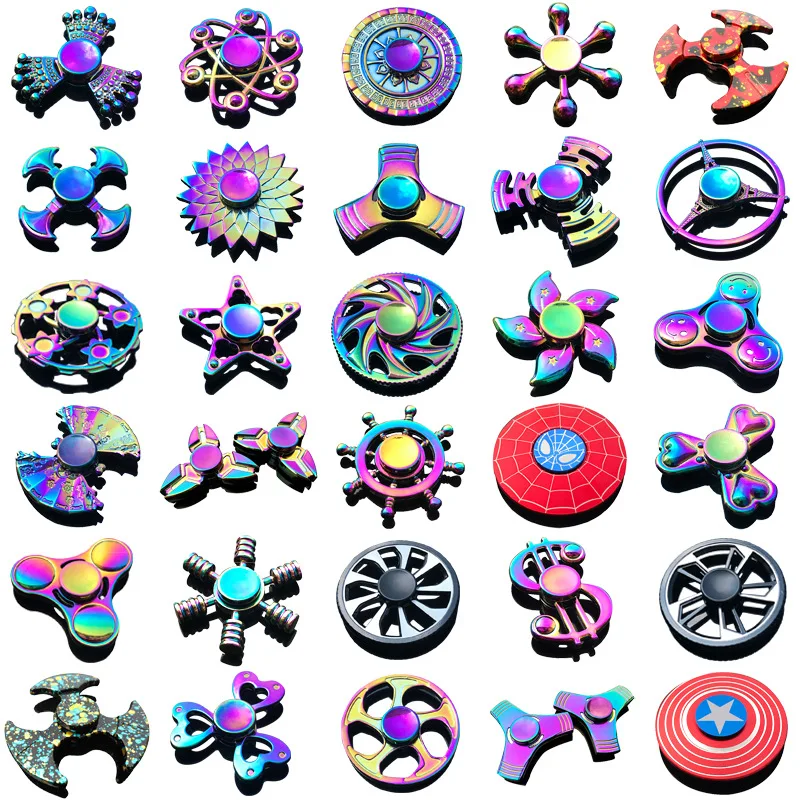 2024 Quality Rainbow Colors Fidget Spinner Toys Metal Finger Handheld  Spinners Fidget Toys Gift for Kids Adults Spinning Top