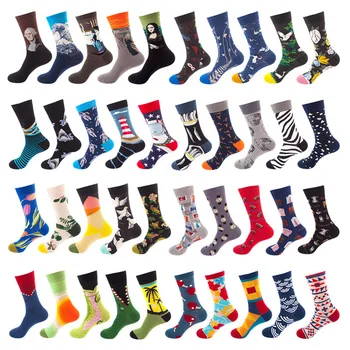 Wholesale Custom Crazy Novelty Colorful Socks Cotton Jacquard Fashion Funny Design Men Happy Socks