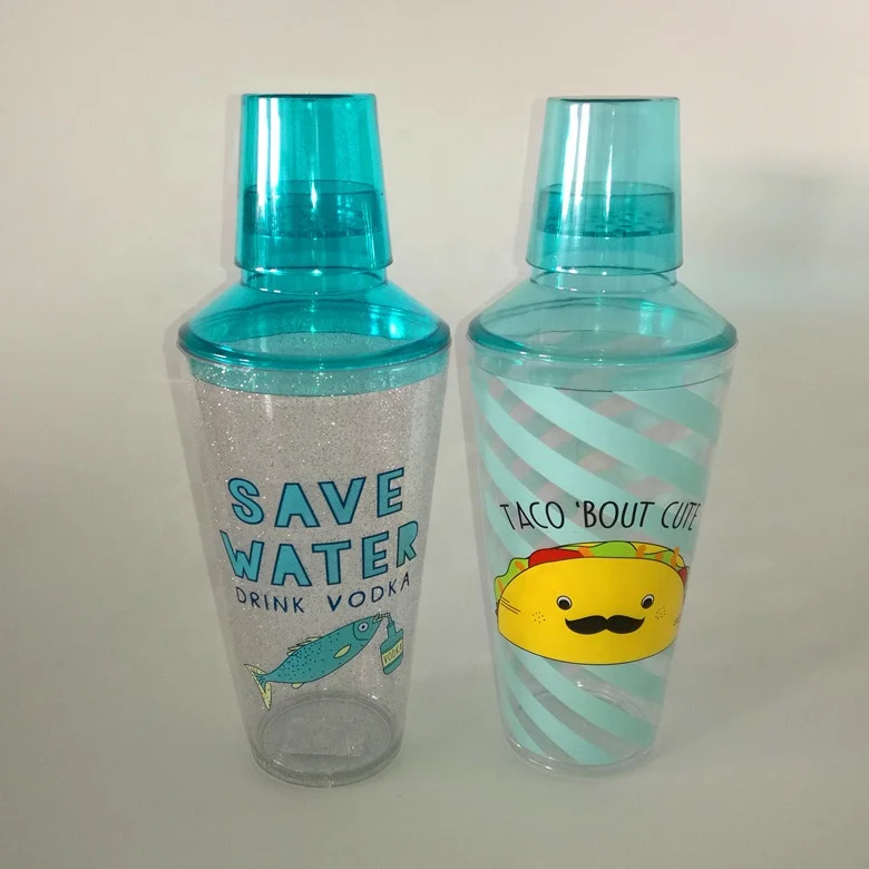 750 ml 500ML Clear Plastic Personalized Cocktail Shakers