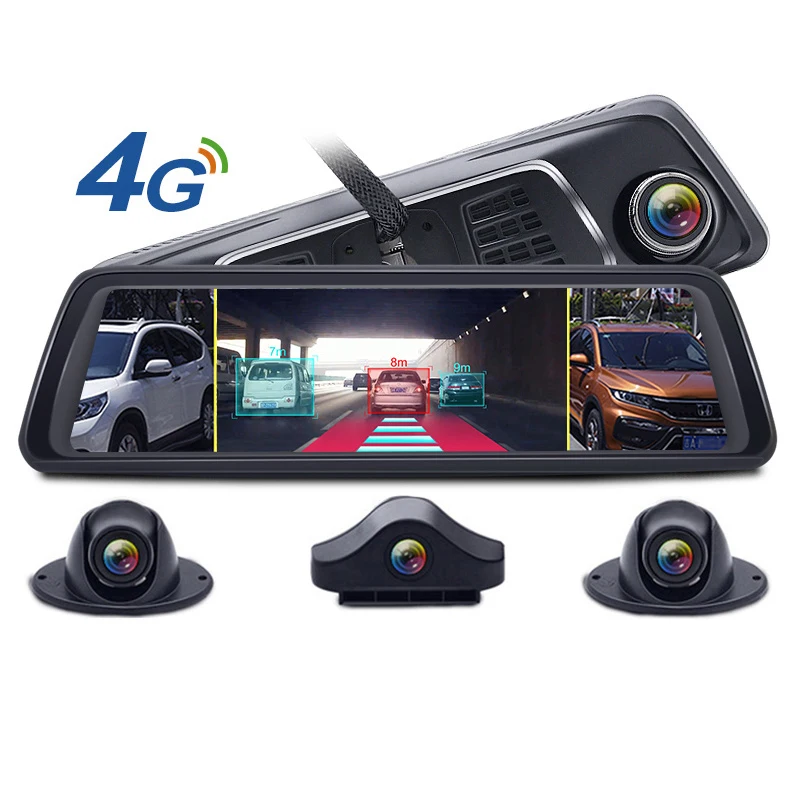 360-degree panoramic 4CH Cameras wifi car dvr backup mirror gps navi dash  camera