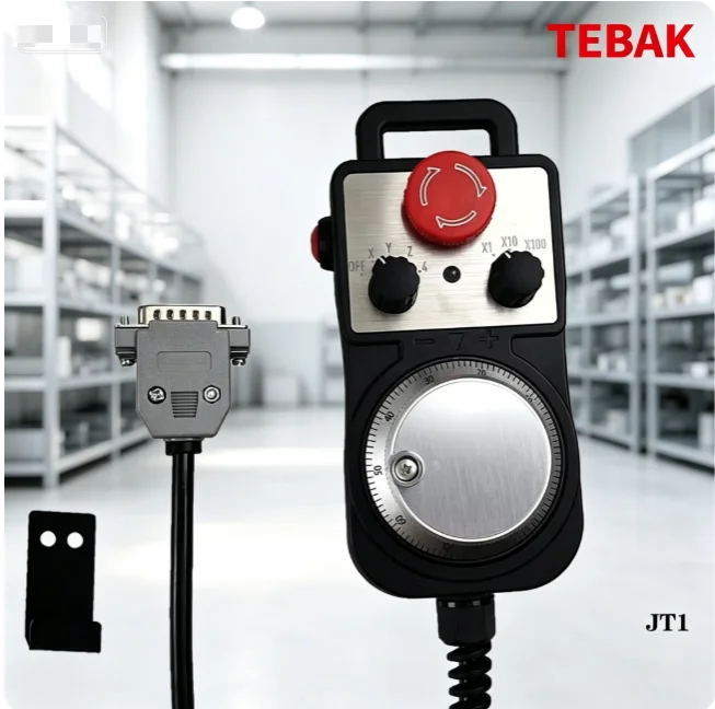 TEBAK CNC Pendant MPG Manual Pulse Generator, 5V 100PPR Handwheel With Emergency Stop Switch, Accessory