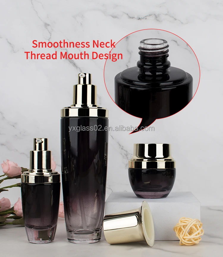 Customized 30g50g30ml50ml100ML120ml fashional glossy container skincare cosmetic set glass bottle packaging set factory