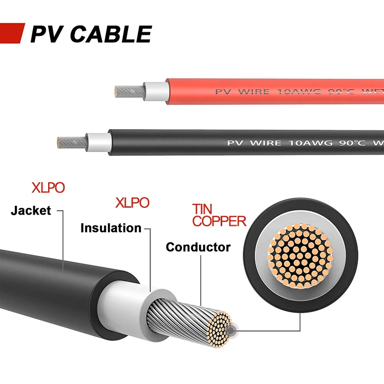 XLPO Tinned Copper Solar Single Wire 2.5MM 4MM 6MM 10MM 16MM 35MM PV Cable Solar Panel DC Power Cable