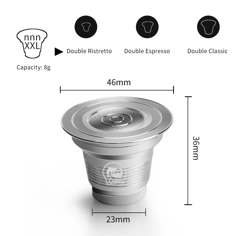 Lor Coffee for Nespressos Refillable Capsule Stainless Steel Reusable Capsule for Home Use