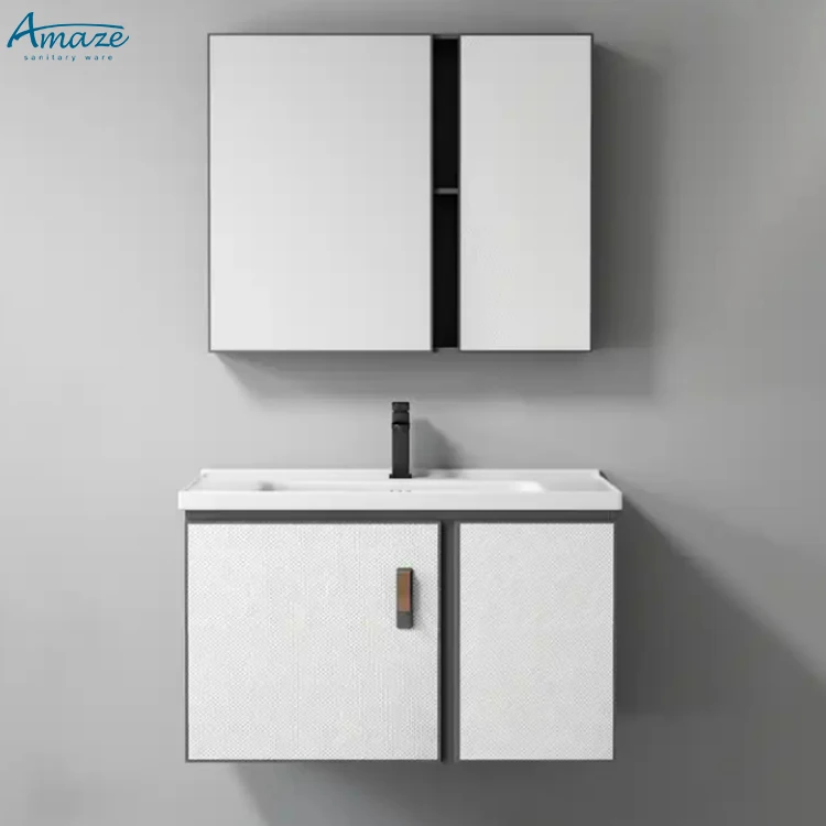 Factory custom wall-mounted bathroom furniture vanity sink wall hung bathroom cabinet set