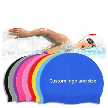 Factory Wholesale Custom Logo printed waterproof swim hat  silicone swimming cap