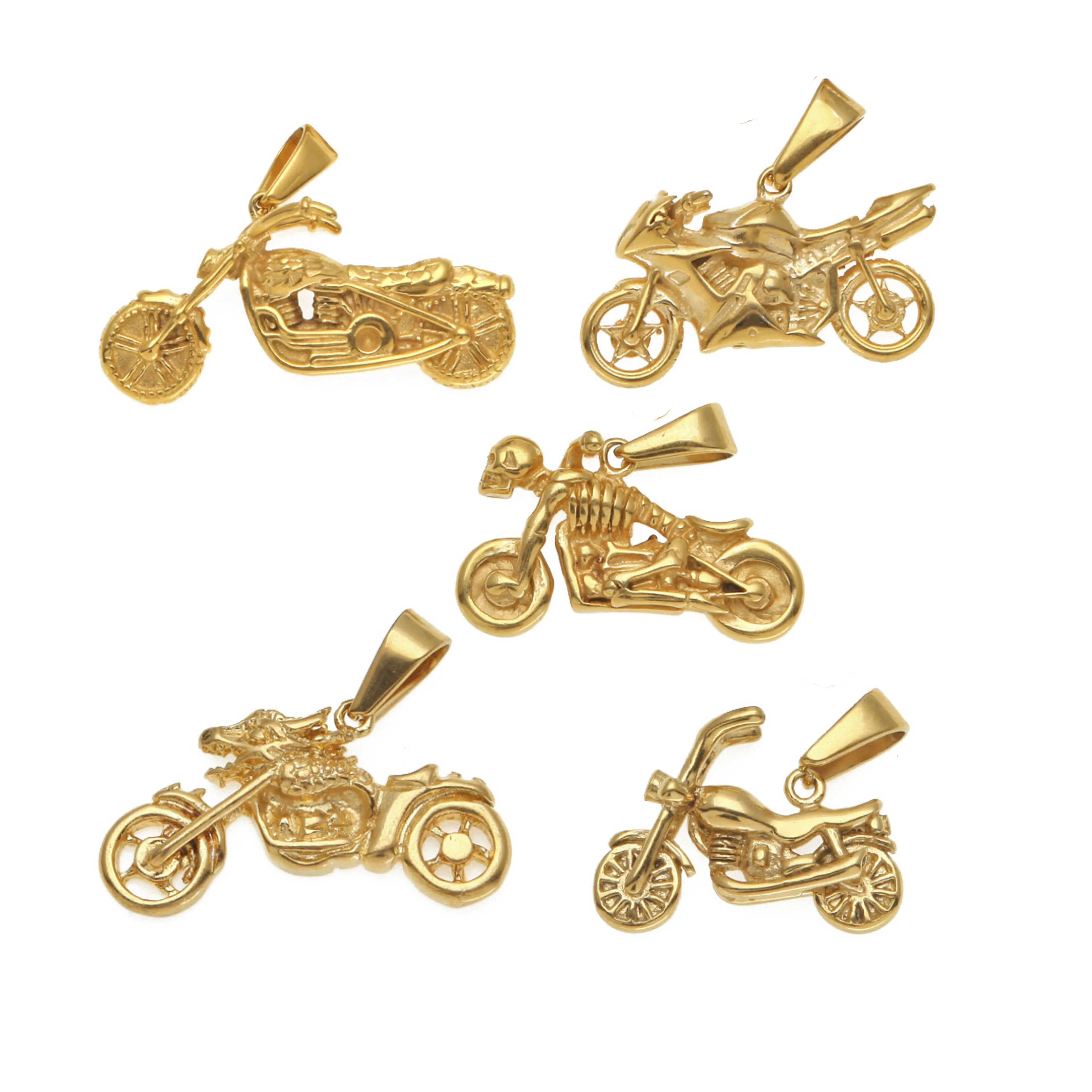 Men's Punk Rocker Biker Necklace - American Eagle "Ride To Live" Pendant In Gold/Silver Finish