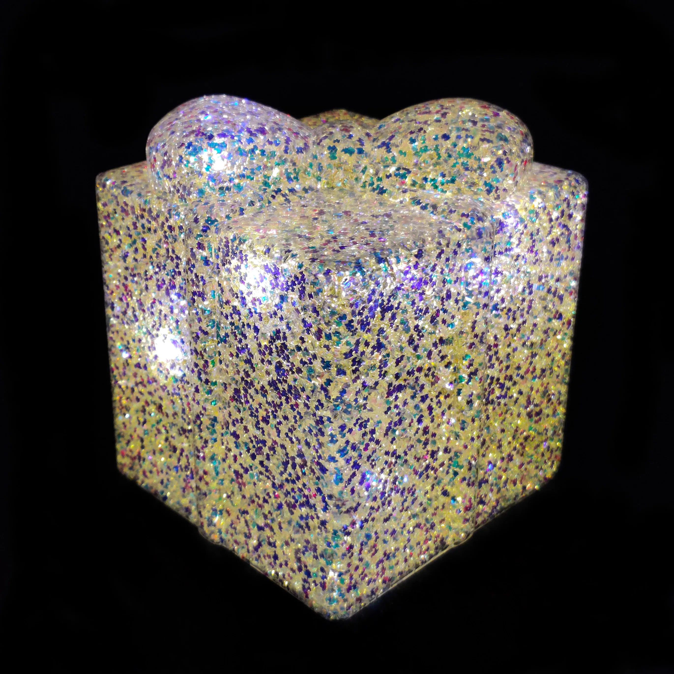 Led Lighted Glass Gift Box Christmas Ornaments Square Shaped Inside With Glitters For Xmas Present New Year Decorations