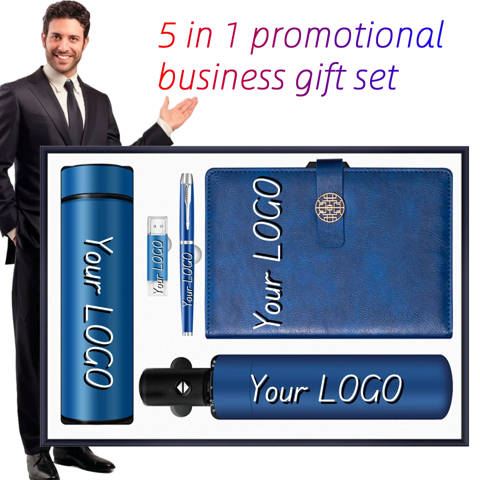 PU Leather Notebook and Metal Pen Luxury Gift Set with 32G USB Flash Drive-Corporate Promotion Bulk Personalized Business Gifts