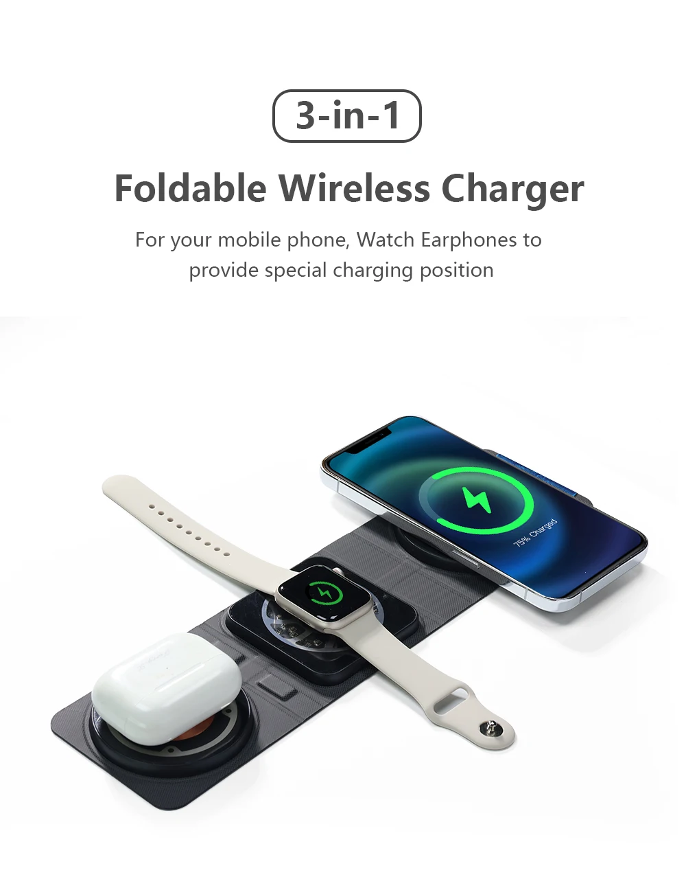 Wireless Charger Foldable 3 In 1 Color Box Qi Charger Wireless Charger ...