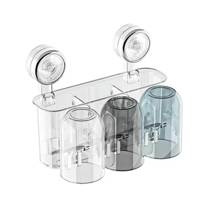 Modern Luxury Round Plastic Three Cups Toothbrush Cup for Home Bathroom Storage for Hotels Boxed
