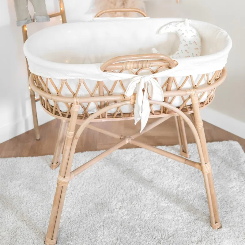 Wicker Bassinet Stand with Cheapest Price Durable Nursery Kid Bedroom Furniture Wholesale Rattan Sleeping Cot Stands