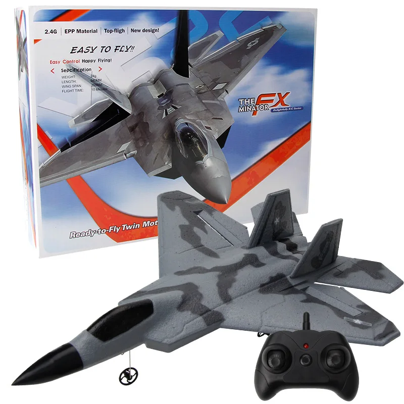 Avion Télécommandé F-22 RC 2.4GHz Avec Lumière - Jouet Extérieur Pour Débutants Enfants Et Adultes | Planeur Combattant 15 Min De Vol