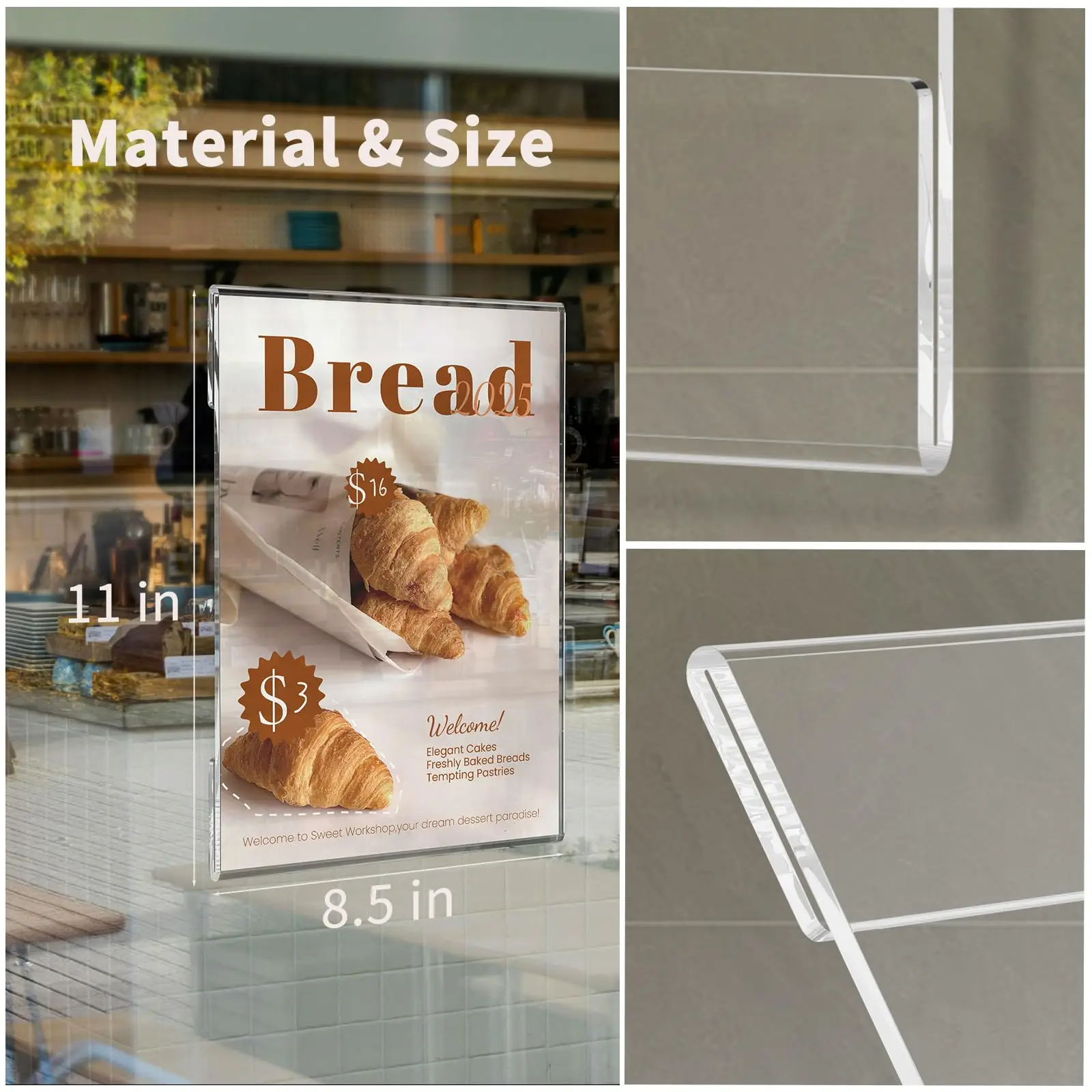Customized A4 A5 A6 Sign Holder with Double Sided Tape for Store Restaurant Clear Acrylic Wall Mount 8.5x11inch Sign Holder factory