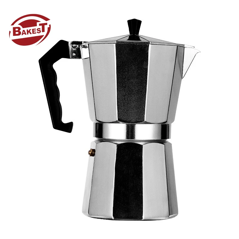Italian Espresso Extraction Home & Office Use Aluminum Mocha Pot with All-Copper Valve Small Octagonal Design