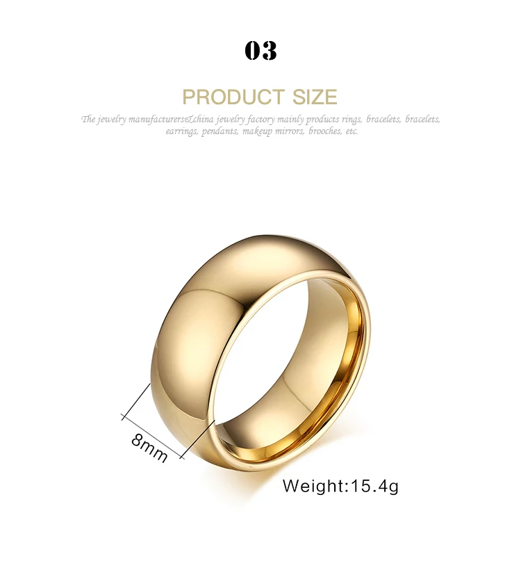 Spot Wholesale 8mm Gold Engraving Unisex Ring TCR-001G