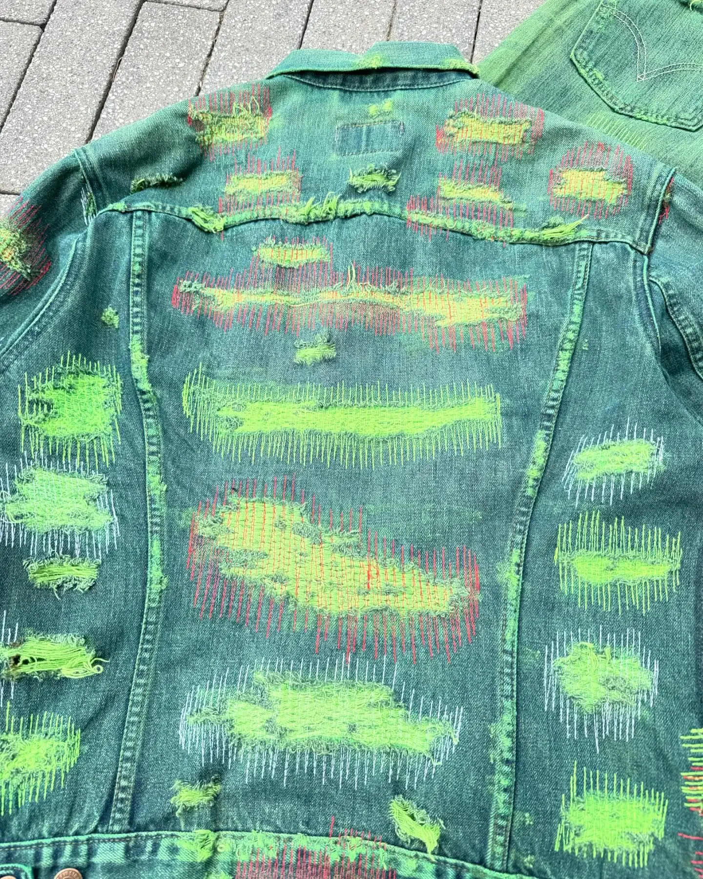 Salati Custom Clothing Manufacturers Tracksuits Acid Wash Vintage Ripped 2 Piece Set Men Jeans and Jacket Men's Denim Set gallery 4