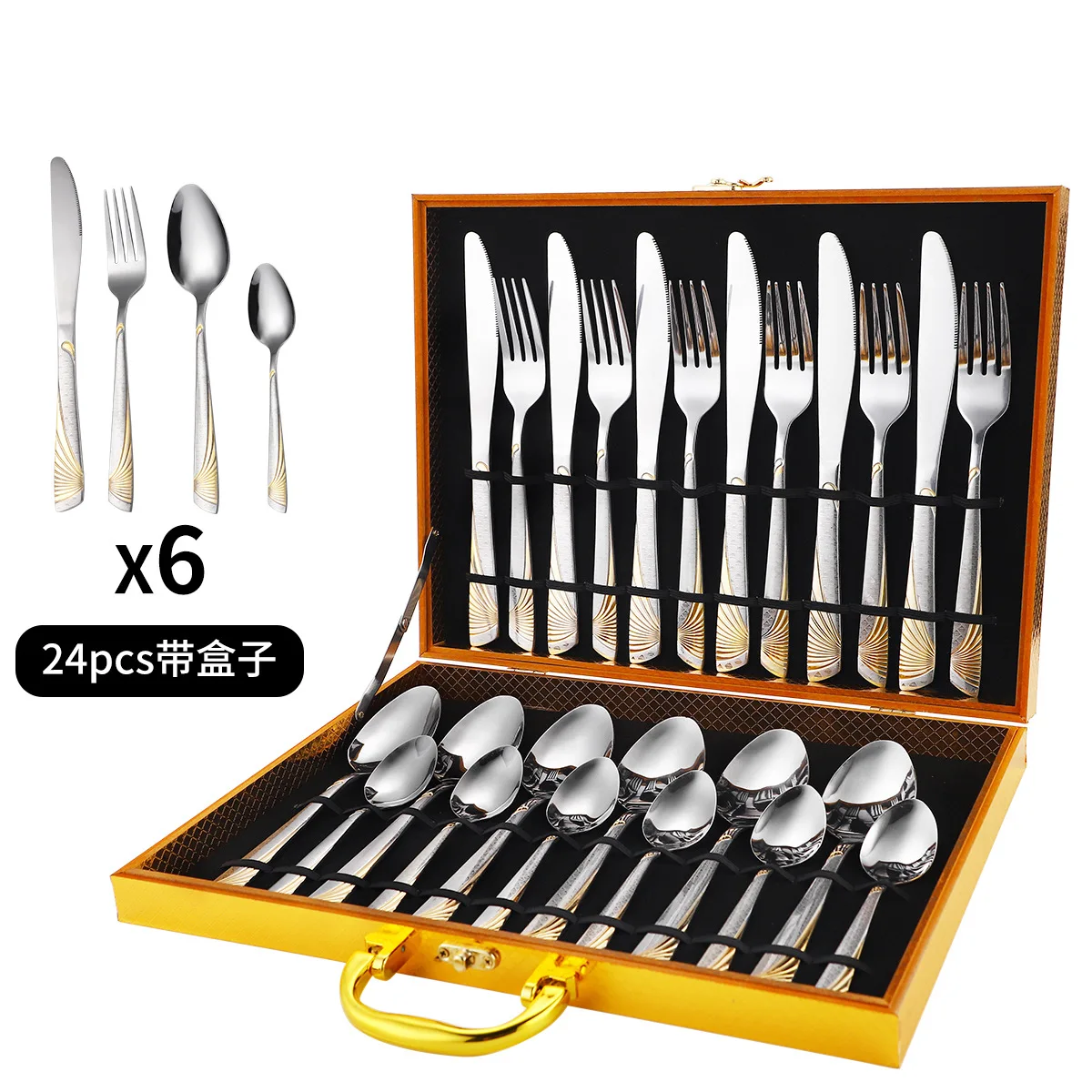 Manufacturer Bulk Silverware Custom Logo Flatware Gold Table Dinner