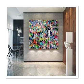 ArtUnion Instagram hot style 100% Hand-painted Large Size Graffiti Street Pop Art Canvas Oil Paintings Wall Art