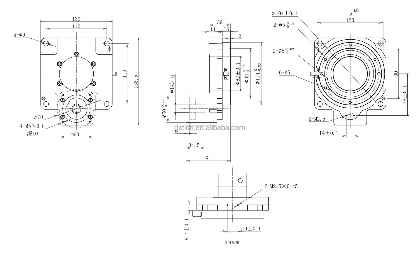 High Precision 130mm Hollow Rotary Platform Planetary Rotating Table CNC Machinery Adapt to 400w Servo Motor 57/60 Stepper Motor factory