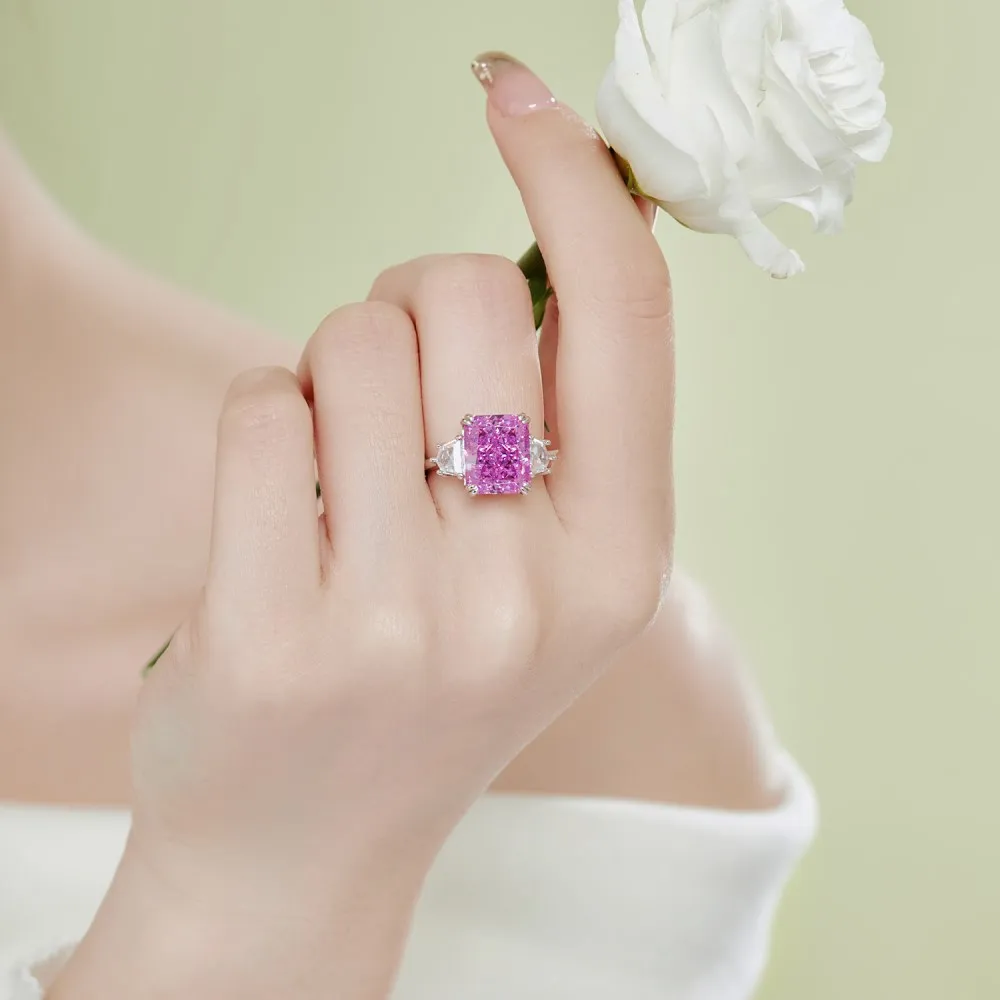 KAKODIY Fine Jewelry 925 Sterling Silver Ring Colored Cubic Zirconia Square Band Wedding Ring detail 3