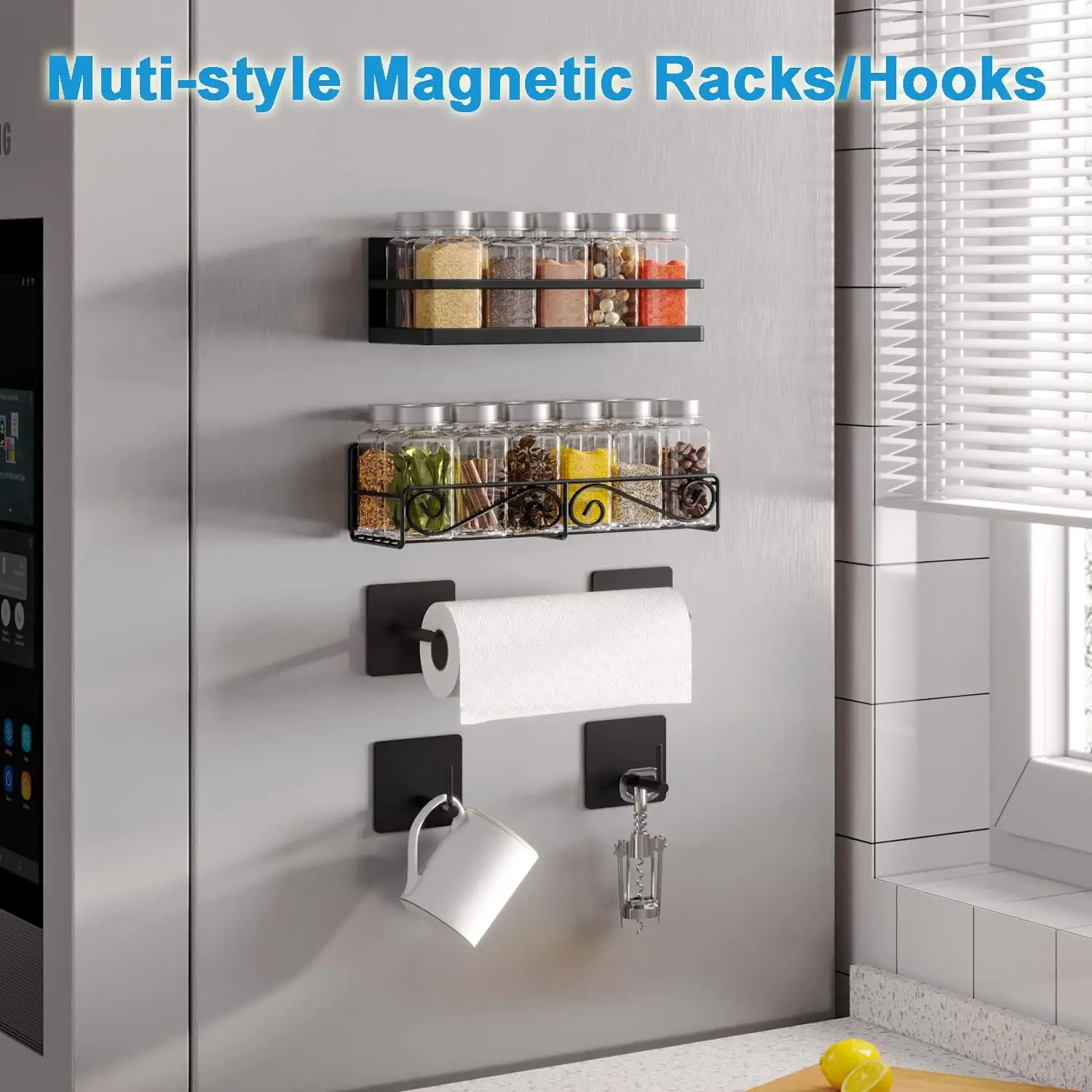 Magnetic Rack Nested Magnetic Spice Rack Refrigerator Side Shelf Spice Storage Household ...