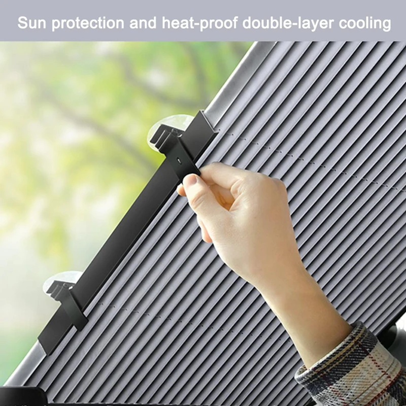 Retractable Front Windshield Sunshade Uv Protection Blackout Car Window Curtain
