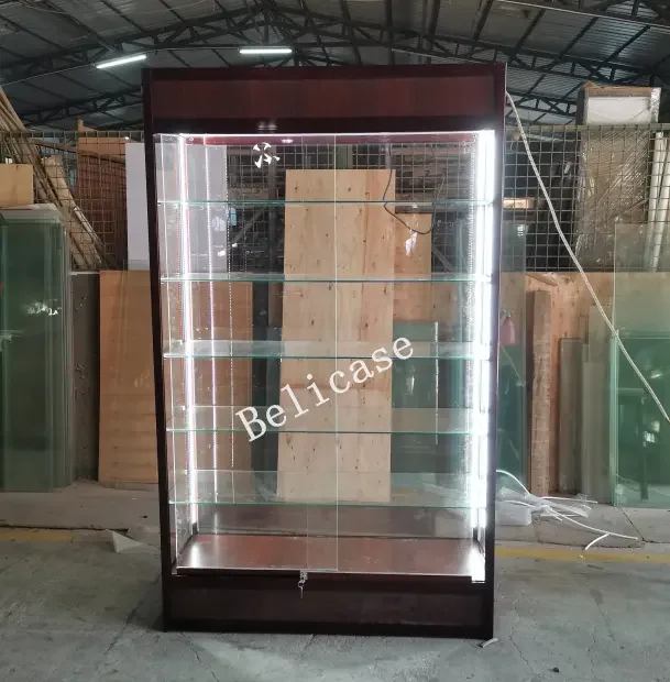 Retail Store Lockable Glass Vitrine Display Case Full Vision Display Cabinet Smoke Shop Glass