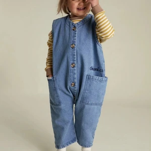 2026 OEM/ODM Neutral Fashion Denim Rompers for Toddlers - Sleeveless Spring Collection